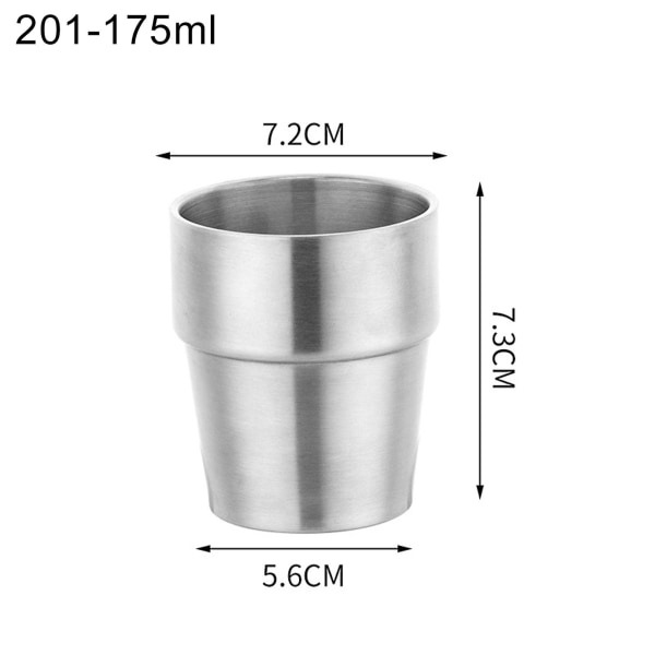 Dobbelt væggede krus i rustfrit stål til kaffe, vin, øl, tumbler, bar, drikkevarer 175ml 2 201