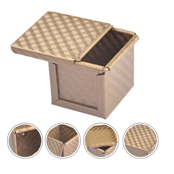 6x Kvadratisk Brödform med Lock Toastform Brödform Pullman Brödform med Lock Icke-klibbig Mini Vatten CBY Gold
