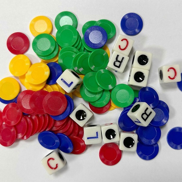 LCR - Left Center Right Terningespill, Prime Sett med 3 Terninger + 24 Brikker, Lett å Oppbevare, Ta Med Seg GREEN B