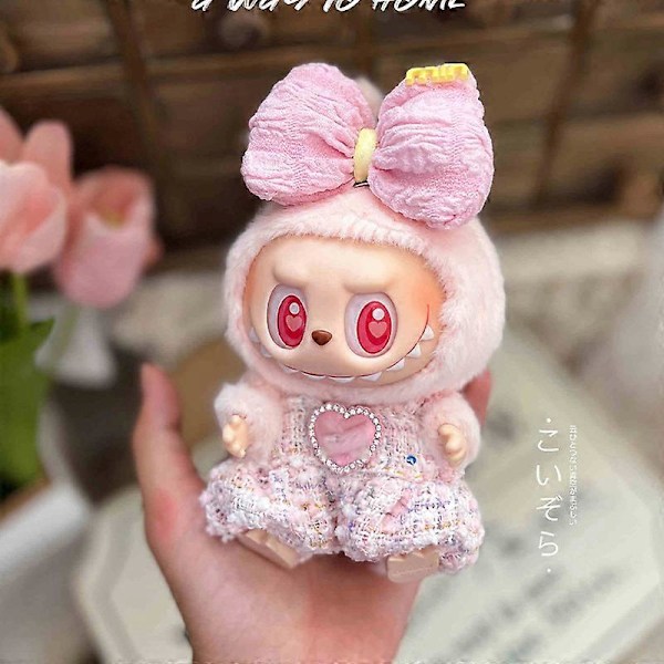 Endast Kläder Labubu 2.0 Kläder Har En Sits Vinyl Docka Hänge Macaron Prinsessdockor Kläder För 17cm Labubu Pink 17cm only cloth