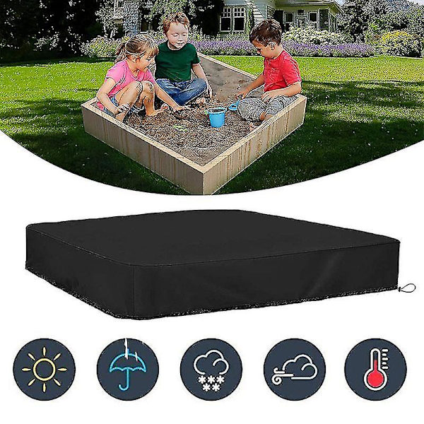 Sandkasseovertræk Vandtæt Støvtæt Uv-beskyttelse Firkantet Poolcover Med Snøre Til Sandkasse, Legetøj Og Møbler Black 120*120cm