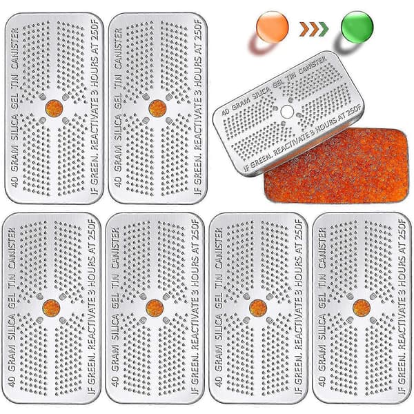 Kryc 6-pakke 40 gram indikerende silicagel-tørremiddelbeholder affugter orange indikerende tørremiddel genanvendelig fugtabsorberende pose til bil
