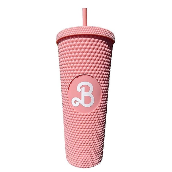 Movie Barbie Spikad Tumbler Dricksmugg med Sugrör Vattenflaska Kreativa GåvorBY Rubber Pink