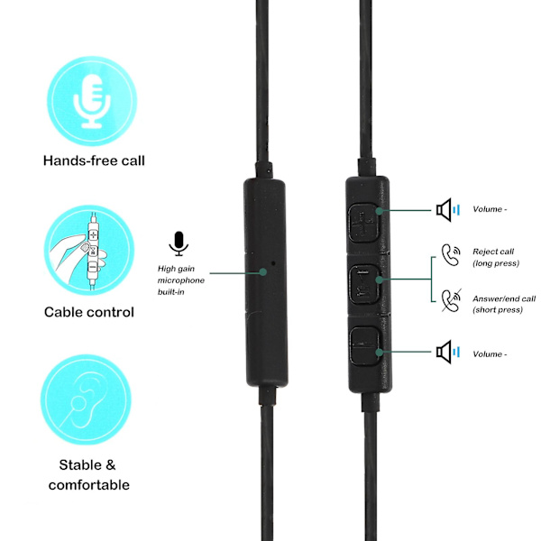 Usb C-hovedtelefoner Ergonomisk kablet kontrol In-ear støjreducerende headset