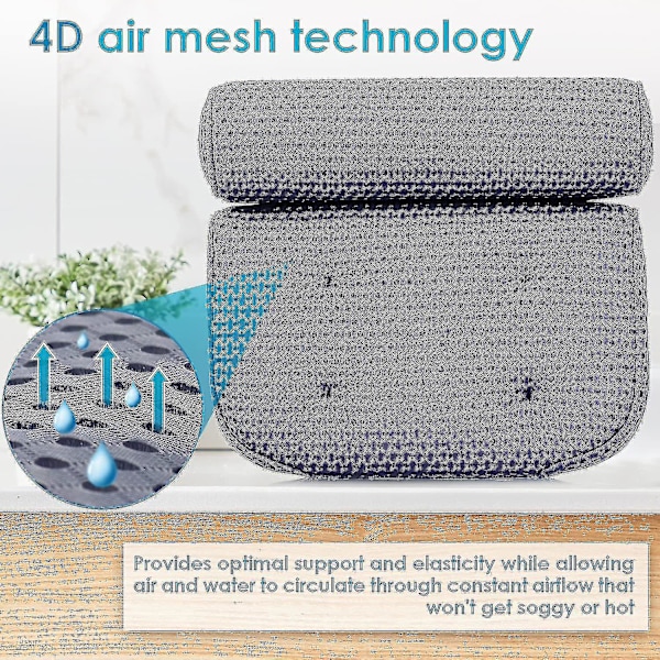 Badkudde Spa Badkar Ergonomisk För Kar Nacke Huvud Axlar Kuddar Stöd Kudde Huvudstöd Lyxig Mjuk 3D Mesh B-Dark blue