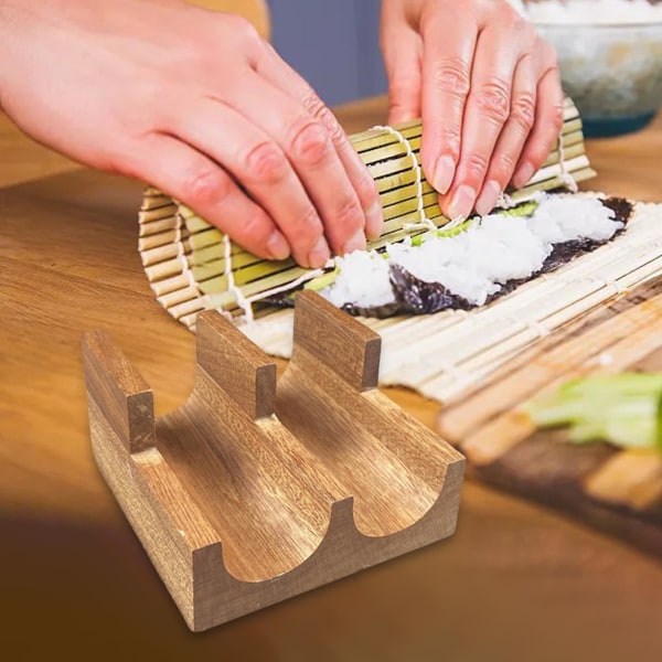 Puinen Sushi-teline, Sushi-tarjotin, Tarjoiluteline, Taco-teline Tarjottimelle Kokoontumisille RavintolaBY Wood 2 Grid