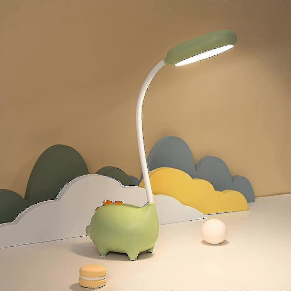 Unique Dinosaur Desk Lamp Led Night Light For Kids Wireless Charging Student Learning Eye Protection Lamp Usb Rechargeable(green) GuanGuan