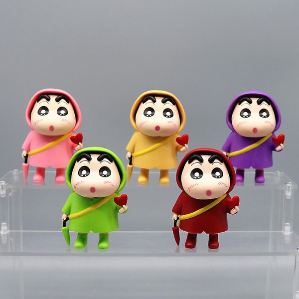 Q Version Tegneserie Crayon Shin-chan Figur Model Regnjakke Crayon Shin-chan Dukke Yellow