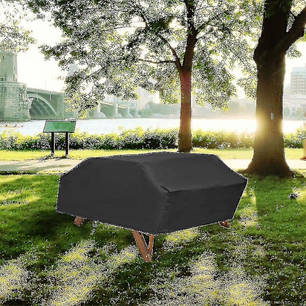 Vattentät picknickbordsöverdrag Klassisk svart vinddammskydd Anti-uv-överdrag för fester picknick och camping 185*150*80cm