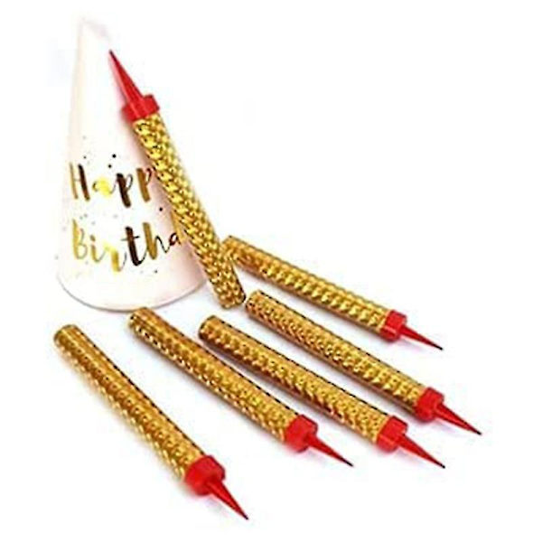 Sikre røykfrie bursdagsblysantfontener for klubb, bryllup - Kakeblysant, fyrverkeri, dekorasjonstilbehør Gold 24pcs