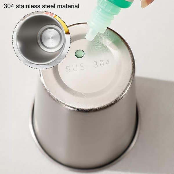 5 Delar Dricksglas i Rostfritt Stål, Stapelbara, Borstade Metalldricksglas, Kylande Ölglas, för Resor, Camping 200ML
