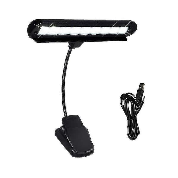 Clip-on 9 LED Notelys, Justerbar Skrivebordslampe for Piano og Orkester med Strømkabel [DB]