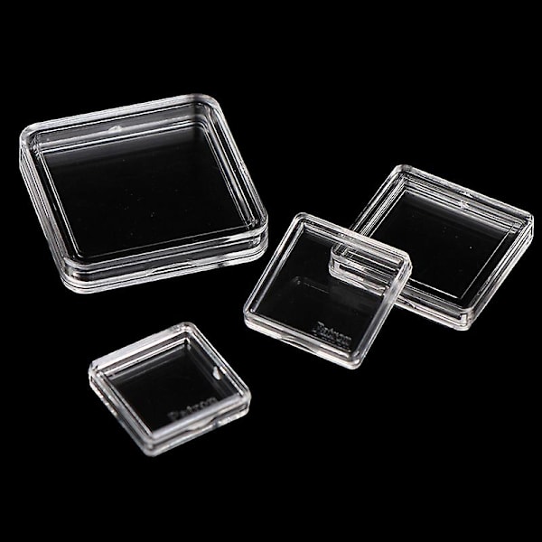 10 stk Kvadratiske Klare Beskyttelsesbeholdere Etui For Token Brettspill Holder Bokser Clear C