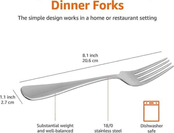 Matgafflar i rostfritt stål med rund kant, 12-pack, silver