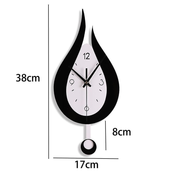 Veggklokke Moderne Kreativ Vanndråpe Pendelklokke Med Pendel, Stille Pendelklokke Digit Kui-2a