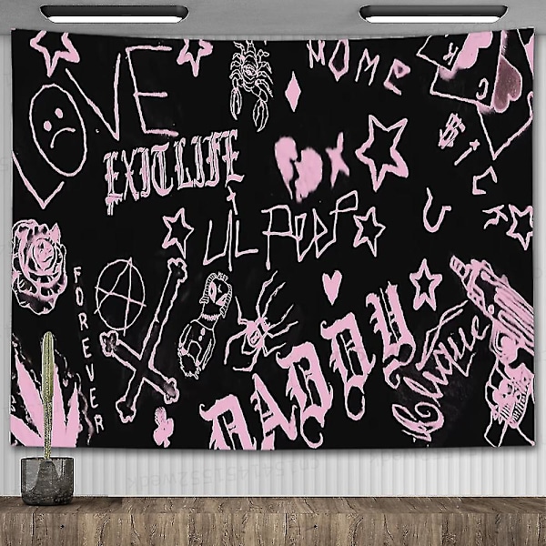 Lil Peep -seinävaate, katso taivaalle -taidevaate, musta hipi-noitaus-seinävaate, esteettinen huoneen sisustus AGT5585 150x130cm