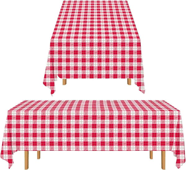 3 STK Rød Hvid Gingham Rektangulær Vandtæt Duge 137x274 cm Engangs