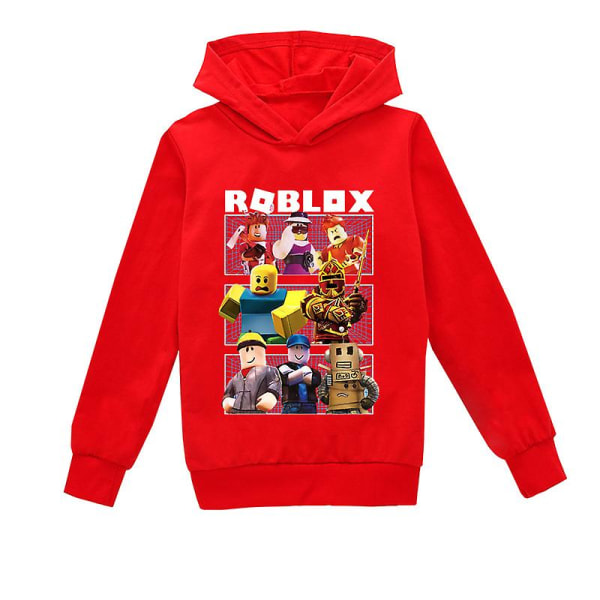 Roblox Hoodie Barn Varm Hoodie Kläder Roblox Printed Hoodie Röd 100cm