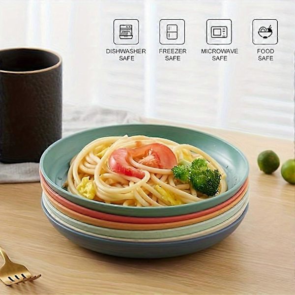 6 st 7,8 tum Lätta Tallrikar, Oslåbara Djupa Tallrikar, Diskmaskin & Mikrovågsugnssäkra, Pastatallrik, Frukt Desserttallrik, BPA-fri, För Hemmet 6pcs