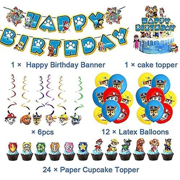 Paw Patrol Ballonger, Födelsedag Dekoration Paw Patrol Födelsedag Dekoration Set Grattis På Födelsedagen Dekoration Ballonger Banderoller För Födelsedagsfest Dekorationer