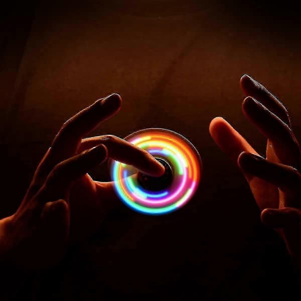 Metal LED Lysende Fidget Spinner - Festgave med Rigeligt Lysshow - Angstdæmpende Sensorisk Legetøj til Børn og Voksne robin blue