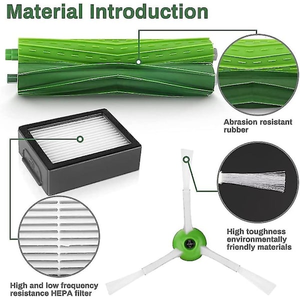Reservedele Kompatible Med Roomba I7 I7 + / I7 Plus E5 E6 E7, Robot Reservedele Tilbehør Med 3 Filtre, 3 Sidebørster, 1 Hovedbørste