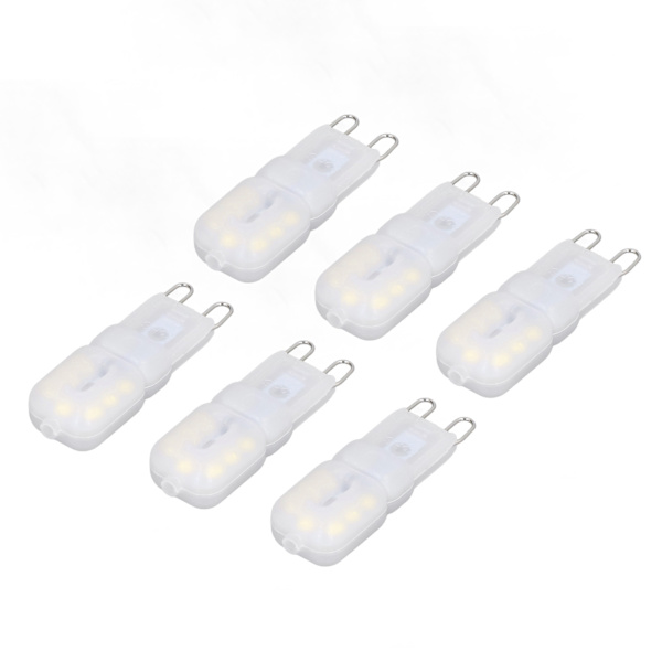 6 stk. G9 LED-pærer, dæmpbare, 3W, energibesparende, 360 graders lys, til loftslamper og pendler, hvidt lys, 110-140V