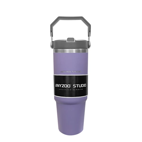 30oz termosflaska rostfritt stål med sugrör Bilsport kaffekopp mugg Termos Bärbar resemugg Stor vattenflaska Fitness purple 30OZ-900ML