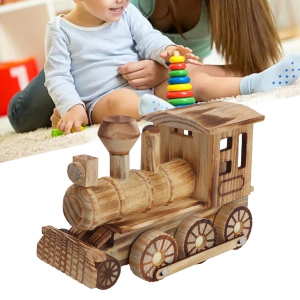 Wooden Locomotive Model Simulated Steam Train Home Decor Kid Child Toy Gift