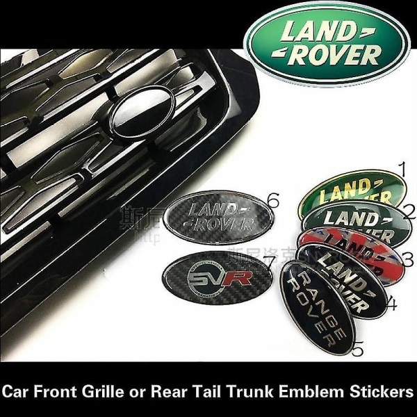 Car Front Grille Or Rear Tail Trunk Badge Emblem Stickers Auto Accessories For Land Rover Range Rover Velar Evoque Defender Discovery