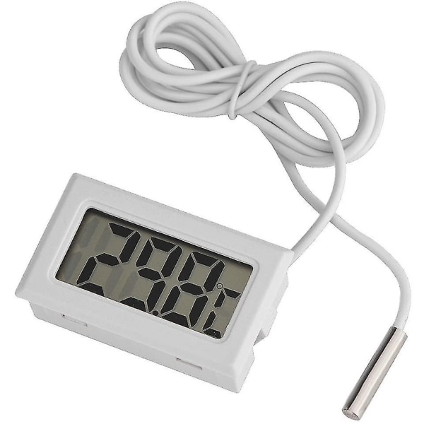 Mini LED-display Digital Termometer, Sonden Sensor Digital LCD Termometer white
