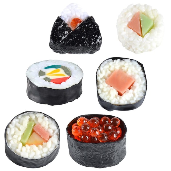 6 st. Konstgjorda Sushiprover Falsk Matsimulering Risrullar Modell Realistisk Livsliknande Sushimodell As Shown 4.00X4.00X3.50CM