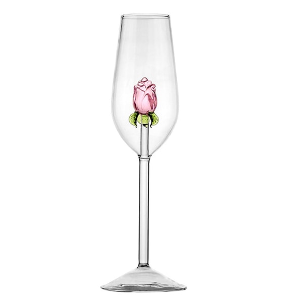 Transparent Vin Glas med Rose Personlig Klar Glaskop til Restauranter Fester 220ml