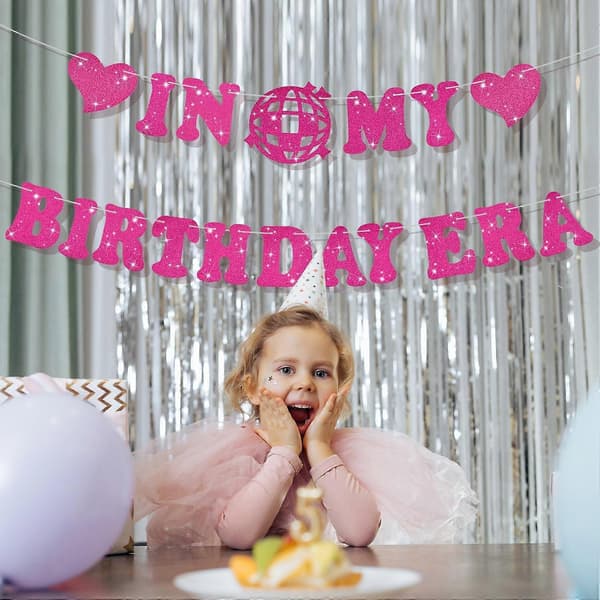 Ferdigmontert Bursdagsæra-dekorasjon, Rose Rød Vennskapsbursdagsbanner Glitter