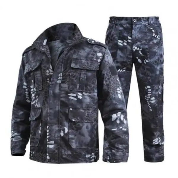 40%HOT 2 stk/sett Herre Kamuflasje Sportsutendørs Dress Uniform Herre Uniform Kamuflasje Sportsklær Multi-lomme Kamuflasje Black 2XL