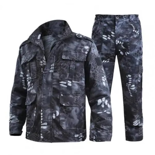 40%HOT2Pcs/ Set Herr Camouflage Sport Outdoor Suit Uniform Herr Uniform Camouflage Sportswear Kamouflage med flera fickor Black 2XL