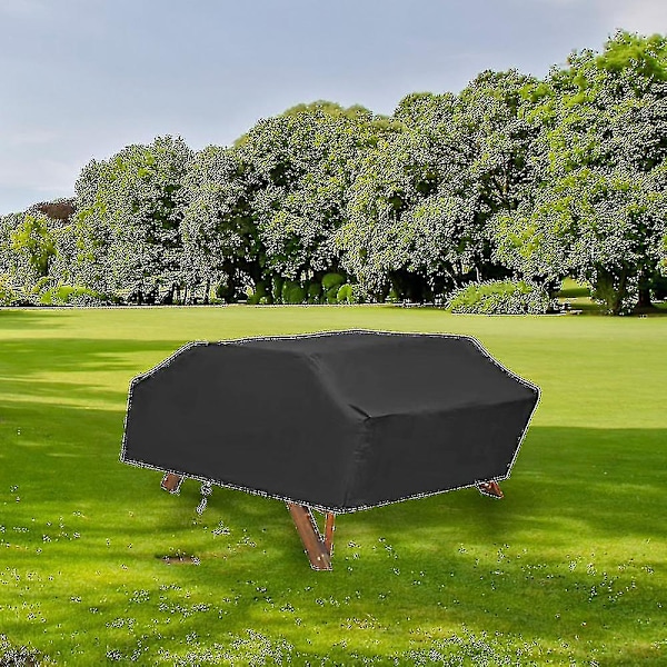 Vedenpitävä piknikpöydän suojus Klassinen musta tuulen- ja pölynkestävä anti-uv-suojus juhliin, piknikille ja retkeilyyn 160*150*80cm