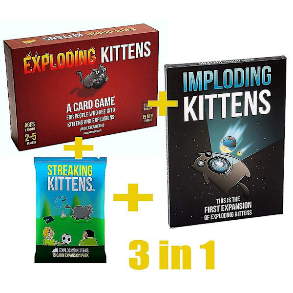 Sinulla On Ravut - Exploding Kittens Perheen Pöytäpeli Hauska Aikuisten Lautapeli Moninpeli Korttipeli Loma Lahja [DmS] 3 in 1