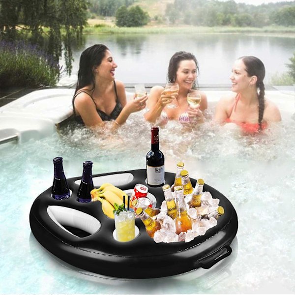 PVC Flydende Drikkeholder Oppustelig Flydende Dåseholder Spabad Pool Party Gaver black