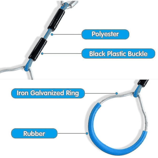 Multifunktionel børnegynge med plastikringe - Maks. belastning: 160 kg - Til ninja - Klatring - Forhindring - Haveskærm Yellow