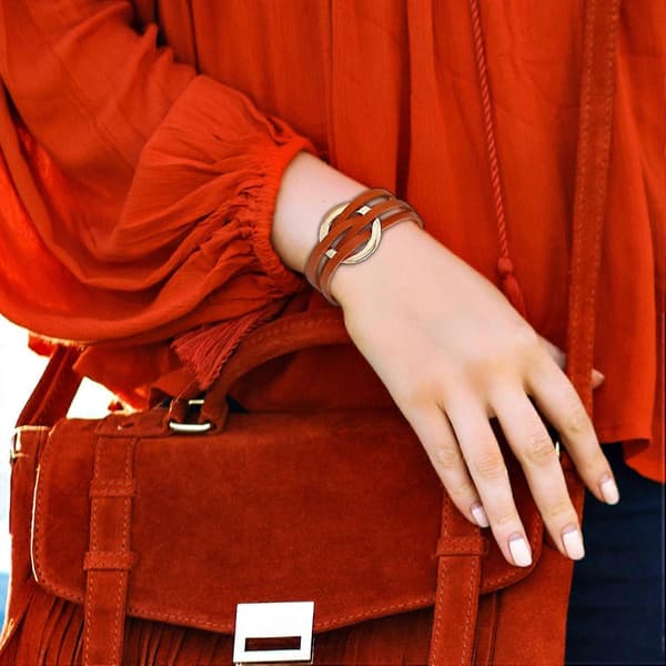 Læderarmbånd til kvinder Boho Læder Wrap Armbånd Håndlavet Lagdelt Læder