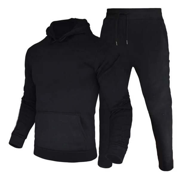 Herr tracksuit med huva och dragkedja + joggingbyxor sportdräkt casual joggare sportkläder 2 delar herr fleece streetwear set GRAY 4XL