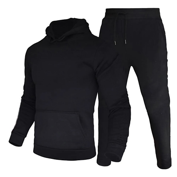 Herre Treningsdress med hettegenser + Joggebukse Sportsdress Casual Jogger Sportsklær 2-delt Fleece Streetwear-sett for menn GRAY L