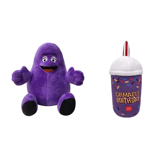 1-2 stk Grimace bursdag Grimace plysj Grimace Shake plysj fargedukke spill utstoppet dyr myk leketøy maskot flaske gave gutt barn (FMY) b set of 2 About 20cm