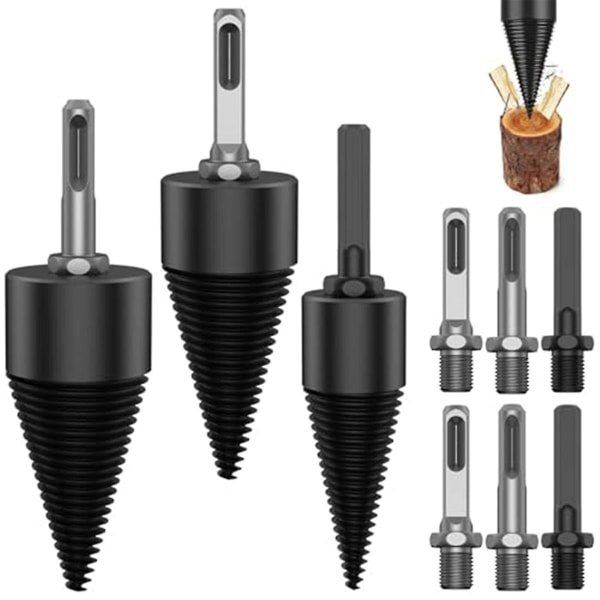 12 stk Vedkløyver, med 9 stk, robuste og kraftige elektriske bor, for elektrisk drill [DB]