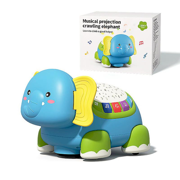 Baby Leksaker 6-12 Månader, Elefant Baby Kryp Leksaker med Ljus & Ljud, Musikaliska Rörliga Leksaker för 9-12 Månader Gamla Pojkar/Flickor Elephant
