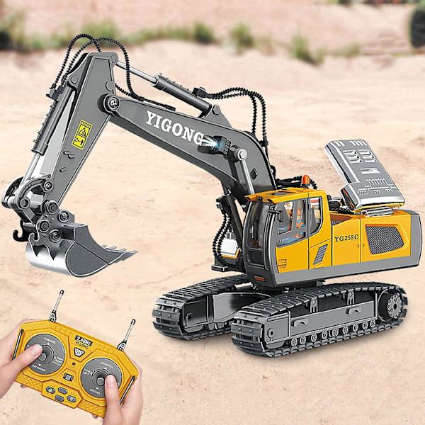 1:20 Fjärrstyrd Grävmaskin Tipptruck Bulldozer 2.4Ghz RC Leksakslastbilar för Barn Yellow