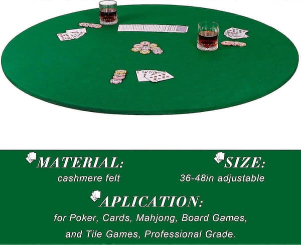Poker Bridge Kort Bordduk Elastisk Duk for 36 til 48 Tommers Bordspilltilbehør [DB]