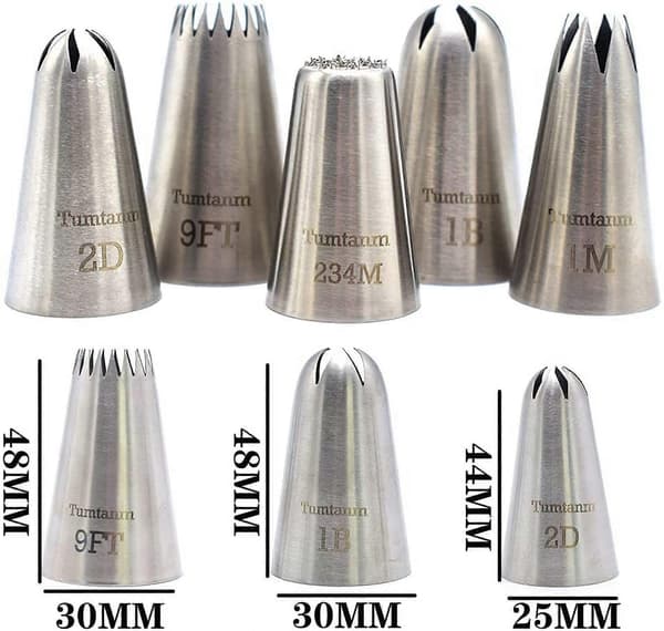 #9FT #1B #2D #1M #234M Sömlösa Spritstyllar i Rostfritt Stål. 5-pack Extra