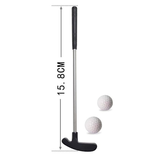 1 Sett Mini Golf Putter med 2 Golfballer TPR Grep Høyre Venstrehendt Rustfritt Stål Golfkølle Barn Voksne Bordspill Golf Putter Trening Black